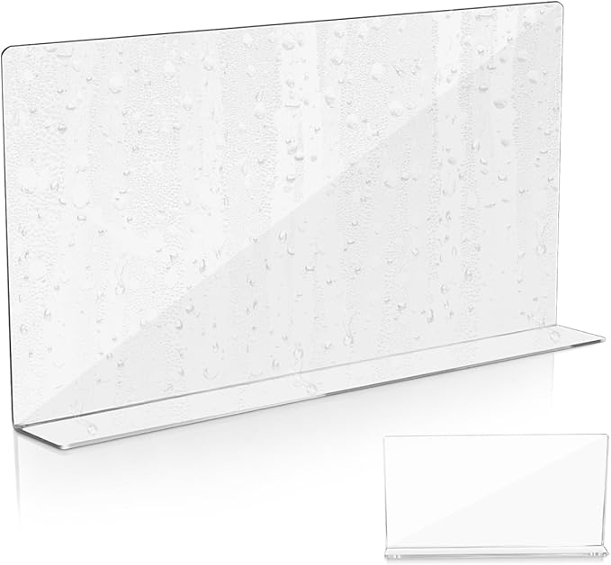 Cabilock Kitchen Sink Splash Guard 15.75X8.27 Inch Clear Acrylic Water Barrier for Bathroom and Kitchen Countertop Splash Prevention