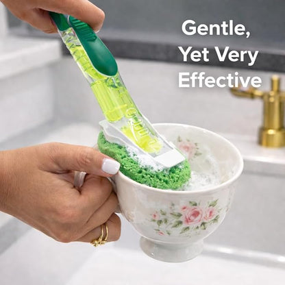 Libman 1131 Gentle Touch Dish Wand Refills, Non-Scratch Cellulose Sponge Heads with Scraper, Fits Libman #1130 Foaming Dish Wand, Made in USA, 12 Refills Total