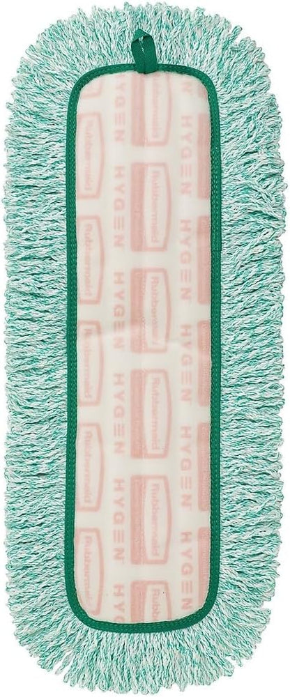 Rubbermaid Commercial Products HYGEN 18 inch Microfiber Dust Pad with Fringe, Green, For Janitorial/Professional Cleaners and Heavy-Duty industrial Cleaning/Dusting/Sweeping