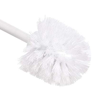 Amazon Basics Toilet Brush and Holder Set, Heavy-Duty Bristle Scrub Brushes with Non-Slip Handle, White, 4-Pack