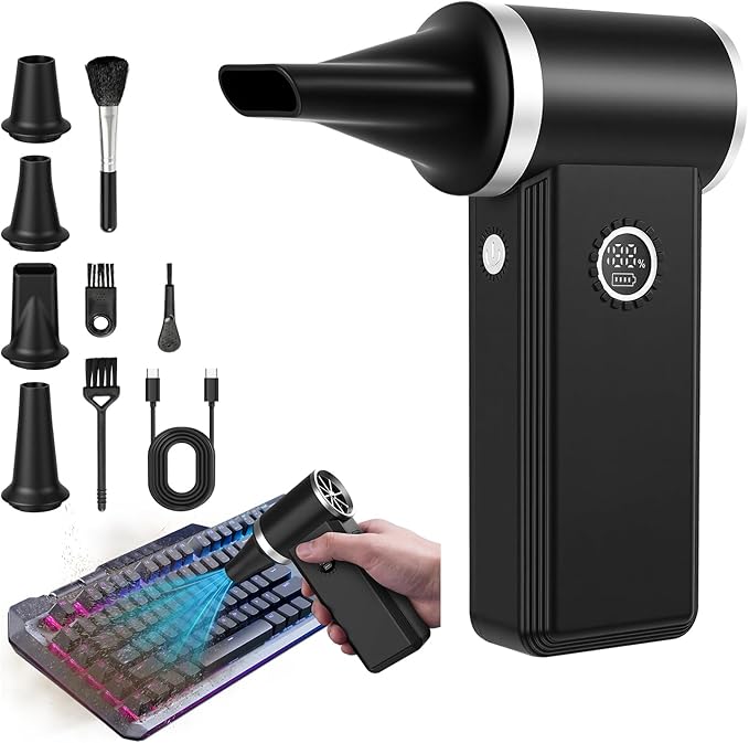 Superpower Electric Air Duster-180000RPM Brushless Cordless Air Duster for Deep Cleaning, 8000mAh, 45W Fast Charge, 4 Speeds. Mini Dust Blower for PC, Keyboard, Car, Home & Outdoor