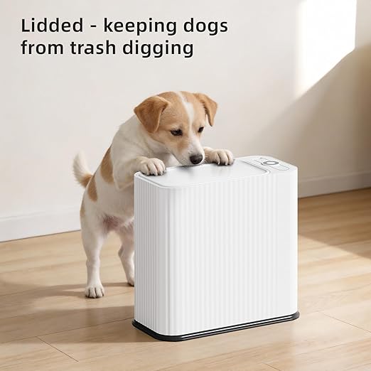 SUBEKYU Bathroom Trash Can with lid,3.5 Gal Small Kitchen Garbage Can,Plastic Office Waste Bin,Slim Wastebasket for Narrow Space,White