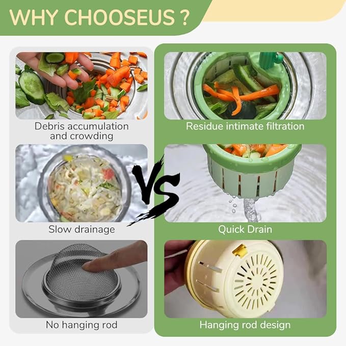 Cactus Kitchen Sink Drain Strainer, Upgrade Self-Cleaning Faucet Hanging Filter Basket, 2026 New Multifunctional Kitchen Sink Drain Strainer Press Automatic Dumping Basket (Yellow)