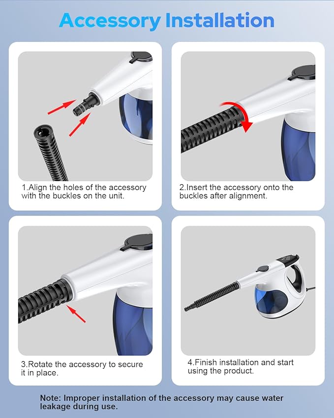 3s Instant Heat-up Handheld Steam Cleaner for Home, High-pressure Portable Steam Cleaner with 3-Level Control & Self-clean & Safety Lock for Furniture Couch Grout Kitchenware Cleaning