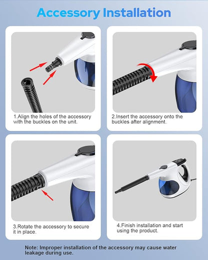 3s Instant Heat-up Handheld Steam Cleaner for Home, High-pressure Portable Steam Cleaner with 3-Level Control & Self-clean & Safety Lock for Furniture Couch Grout Kitchenware Cleaning