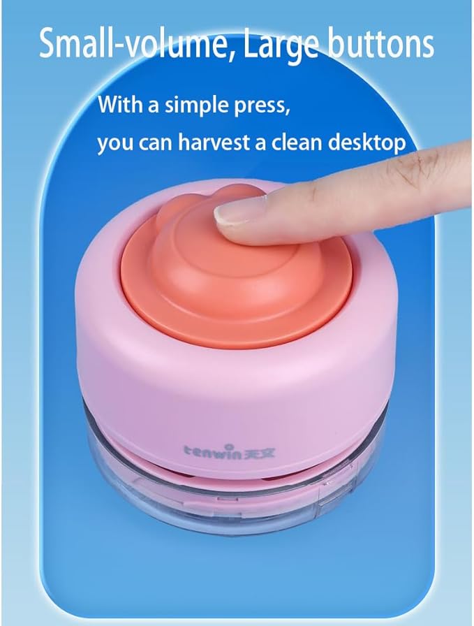 Desktop Vacuum Cleaner, Battery Operated Mini Vacuum Low Noise for Home Office Keyboard,Blue