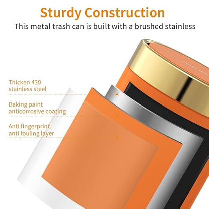 Mini Trash Can with Lid, Desktop Small Trash Can Recycling Bin Cute Metal Garbage Can for Tabletop Countertop Use,Stainless Steel 0.4Gal/1.5L Waste Bin for Office Parlor Car Bedroom,Swing Lid Open