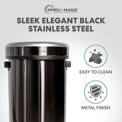 Simpli-Magic 65 Liter / 17 Gallon Open Top Trash Can, Elegant Black Finish