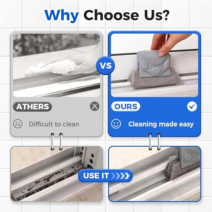 Magic Window Track Cleaner, 2026 New Window Track Cleaner Brush, Windows Cleaning Brush, Multi-Functional Cleaning Tools for Sliding Door, Sill, Tile Lines (Beige 2PCS)