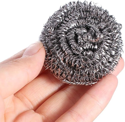 4Pcs Stainless Steel Dishwashing Scrubbers Heavy Duty Cleaning Balls Kitchen Sponges for Pots Pans Cookware