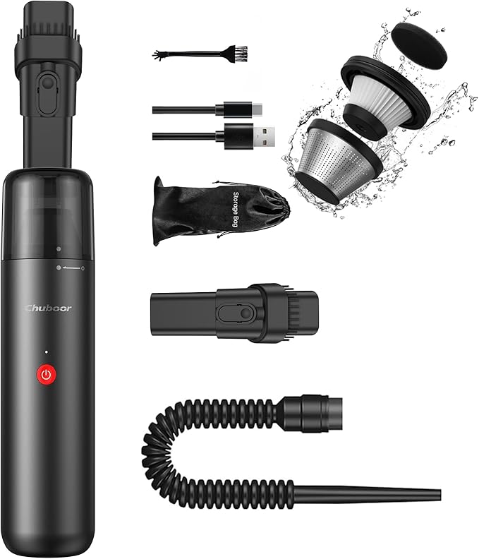 Chuboor Mini Vacuum, Powerful Car Vacuum Cordless Rechargeable, Small Dust Buster for Dust, Sand, Crumbs, Ultra-Light Portable Vacuum for Home, Car, Hand Held Vacuum PB10