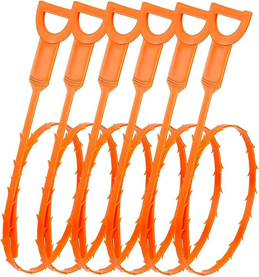 25 Inch Sink Snake Drain Clog Remover Tool,Hair Drain Cleaner Tool,Hair Cather Shower Drain Tool, Drain Auger hair Cleaning Tool for Shower Kitchen Sink Bath Tub Bathroom(6 pcs）