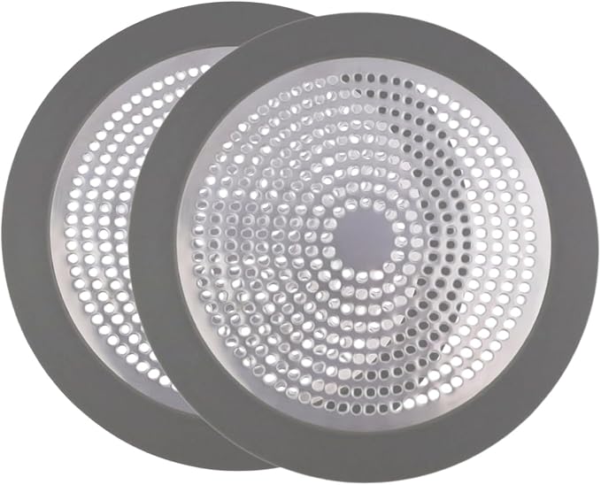 2 Pcs Shower Drain Hair Catcher 5.7"x5.7" Stainless Steel Shower Drain Cover Easy to Clean for Bathroom