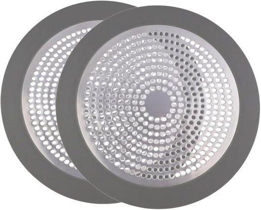 2 Pcs Shower Drain Hair Catcher 5.7"x5.7" Stainless Steel Shower Drain Cover Easy to Clean for Bathroom