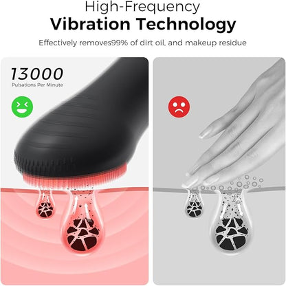 Face Scrubber Facial Cleansing Brush - Waterproof and Rechargeable Face Cleansing Brush with 4 LED Gentle Light, Cleansing, Exfoliating and Massaging, Electric Face Scrub Brush for Men & Women
