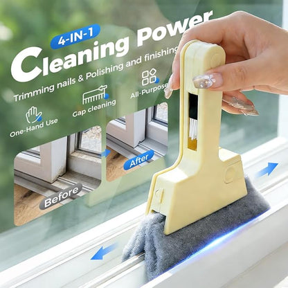 Kafia Magic Window Track Cleaner, Window Groove Cleaning Brush Tools Set, Hand-held Window Track Cleaner Brushes Tools Set for Window lides Gaps Tile Lines Shutter Car Vents (3PCS)
