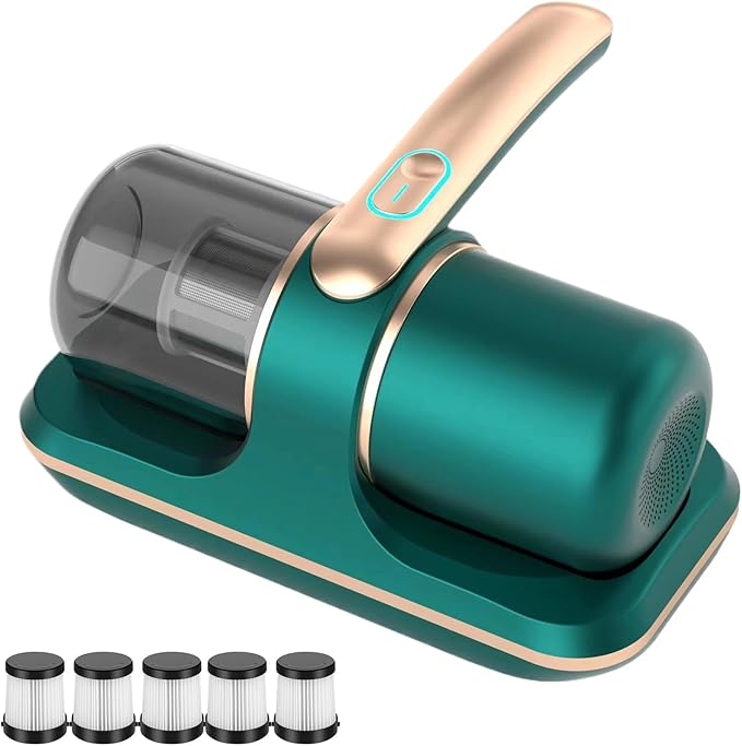 Bed Vacuum Dust Mites, 2025 Upgrade 12000pa Pro Bed Vacuum, Mattress Cleaner Machine Deep Cleaner with Uv-C Light, 8,000 Vibrations Per Minute (Green)