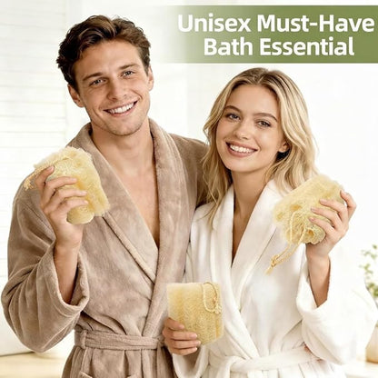 2 Pack HungkaTurn Natural Egyptian Loofah Body Scrubber, 100% Organic Luffa Exfoliating Sponge for Men&Women, Gentle Skin Cleansing Shower Scrubber for Radiant Smooth Skin, Large Spa-Grade Body Loofa.