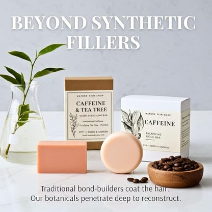 Nature Skin Shop Caffeine Conditioner Bar for Thinning Hair & Hair Growth, Energizing Scalp Treatment, Lightweight & Detangling, Sulfate-Free, Zero-Waste