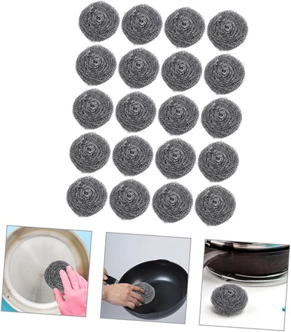 MAGICLULU 20pcs Scrubber for Pots and Pans Cleaning Balls for Ovens Grills and Kitchen Use Heavy Duty Metal Scrubbers for Efficient Cleaning