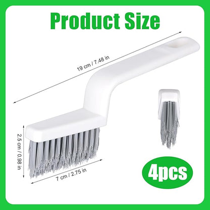 NQEUEPN 4pcs Grout Cleaner Brushes, V Shape Hard Bristle Crevice Stiff Cleaning Brush Grout Scrubber Shower Scrub Tool for Tile Floors, Tracks, Door Groove, Bathroom Gap, Kitchen, Window