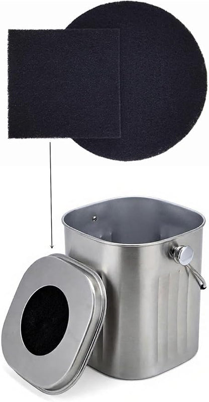7.25inch Round Kitchen Compost Bin Carbon Filter 6pcs, 4.75inch Square Compost Pail Replacement Charcoal Filter 6pcs, Countertop Home Bucket Refill Set 0.2inch Thickness