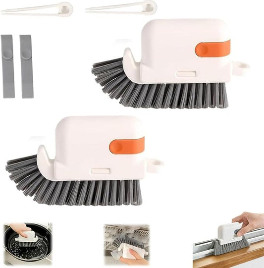 3-in-1 Removable Window Slot Brush,New Window Groove Cleaning Brush, Portable Window Track Cleaner Window Groove Cleaning Brush Tools with Hidden Scraper for Home Window Groove (Orange-2PCS)