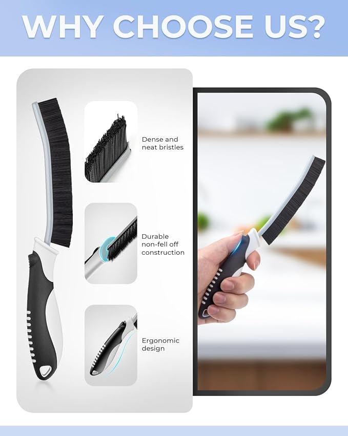 Cleangor Crevice Cleaning Brushes, Scrub Brush for Hard to Reach Small Space, Home Essentials, Cleaning Supplies, Cleaning Tools for Household Use, Bathroom, Shower, Kitchen, Toilet, Window (3, Blue)