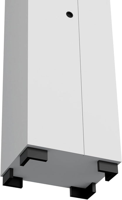 DEPOT E-SHOP Attica Broom Cabinet Double-Door Design with Inner Shelves and Side Hangers, White