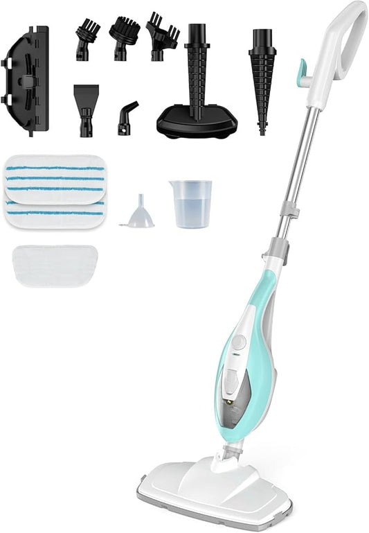 14-in-1 Steam Mop, 1550W Detachable Handheld Steam Cleaner for Floor Cleaning, 16.4 FT Cord, 2 Washable Pads, Multi-Purpose Floor Steamer for Hardwood, Carpet, Tile, Grout