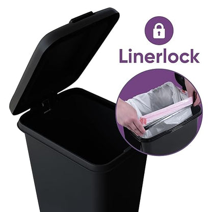 Superio 10L Slim Step & Push Trash Can - 2.7 Gallon Dual Opening, Compact Design (10.63"x7.68"x13.53") - Black
