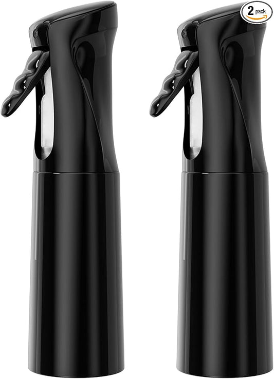 IMPORX Continuous Spray Bottle for Hair 2 Pack (10.1oz/300ml) Home Essentials Spray Bottles for Cleaning Empty Ultra Fine Water Mister Sprayer for Hairstyling Garden Plants Curly Hair Perfume, Black