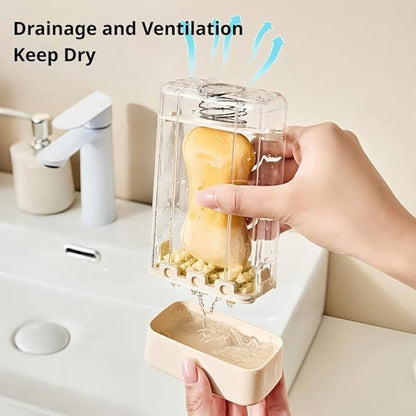 Drain Soap Container - Roller Brush Foaming Cleansing Keeper Portable Spring Powered Washing Box for Fabric Care, Zero Waste Soap Saver Holder for Laundry Bathroom Shower (3pcs)