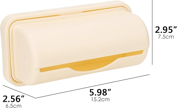 2 Pack Wall Mounted Trash Bag Dispenser, Small Plastic Garbage Bag Holder Organizer, Adhesive No Drill Storage Box for Kitchen Cabinet, Under Sink, Bathroom (Beige)