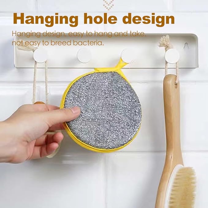 Double-Sided Non-Scratch Dish Sponge Scrubber - Reusable Round Scouring Pads for Dishes, Pots & Pans, Kitchen Sink Cleaning Tool (5)