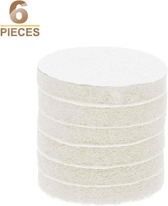 HARFINGTON 6pcs Scrubber Scouring Pads 450 Grits 3 Inch Drill Power Brush Hoop and Loop Surface Conditioning Disc Drill Scuffing Disc Scrub Pads for Home Kitchen Cleaning, White