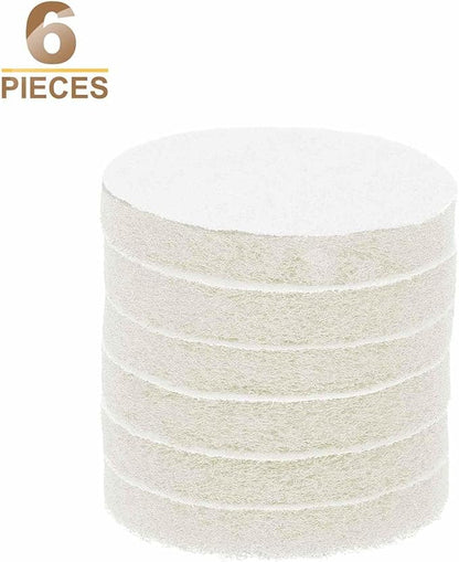HARFINGTON 6pcs Scrubber Scouring Pads 450 Grits 3 Inch Drill Power Brush Hoop and Loop Surface Conditioning Disc Drill Scuffing Disc Scrub Pads for Home Kitchen Cleaning, White