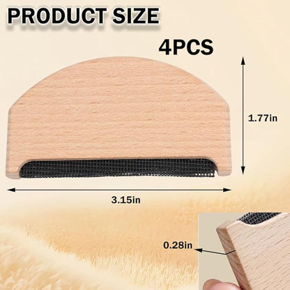 4 Pcs Wooden Sweater Comb Sweater Care Tool Fabric Defuzzer Pilling Shaver for Sweaters Knits Scarves Gentle Fabrics Portable Efficient Cleaning