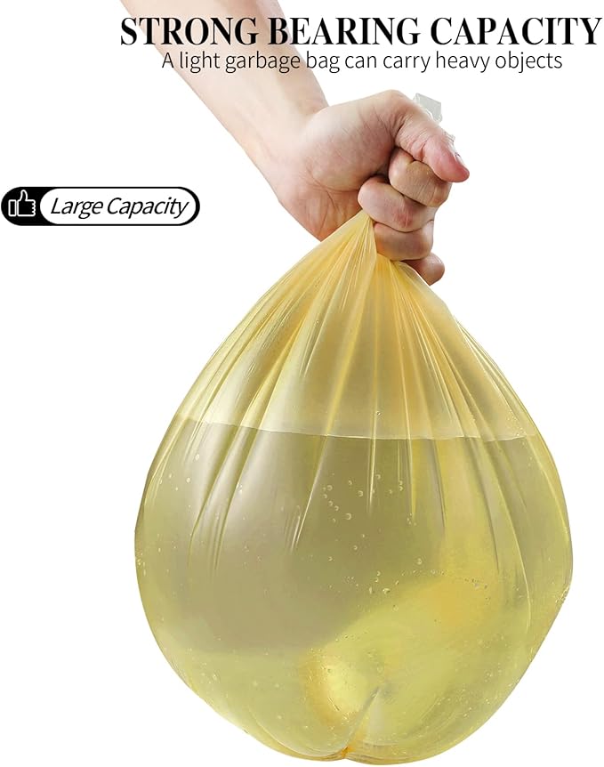 5 Rolls Small Trash Bags - 100 Counts Durable 4 Gallon Small Garbage Bags for home office kitchen Bathroom Bedroom Trash Can liners（Golden）