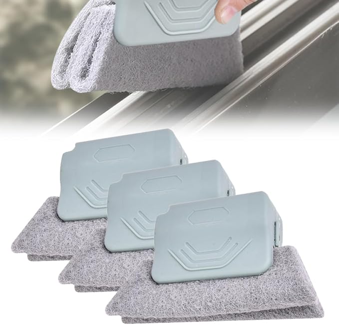3PCS Magic Window Track Cleaner, 2026 New Window Cleaning Brush Window Groove Cleaning Brush Tools, Window Track Cleaning Tools for Home lides Gaps, Sliding Door Track, Tile Lines Shutter (Gray)