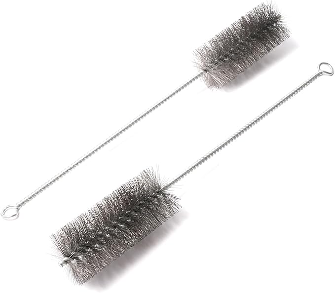 12 Inch Pipe Cleaning Brush Set with Stainless Steel Bristles, Steel Wire Tube Brush Kit for Auto Parts Polishing, Machining, Bottles, Tubes, Etc.（40mm-2pcs）