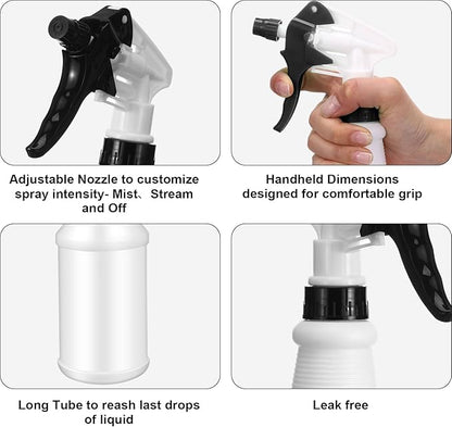 Eccliy 12 Pcs 16 Oz Plastic Spray Bottle, Adjustable Empty Reusable Sprayer for Cleaning, Planting, Water, Bathroom and Kitchen, BBQ, Commercial and Residential (Original,Black&white)