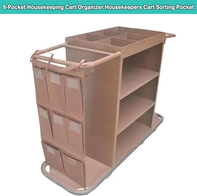 Replacement Janitorial Cart Bag, Waterproof Thickened Commercial 8-Pocket Housekeeping Cart Organizer Housekeepers Cart Sorting Pocket, Fits Any Cart Used for Material Storage Transport