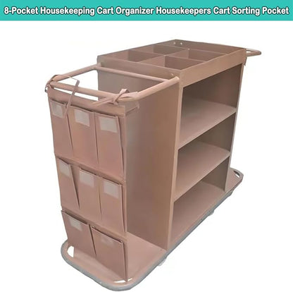 Replacement Janitorial Cart Bag, Waterproof Thickened Commercial 8-Pocket Housekeeping Cart Organizer Housekeepers Cart Sorting Pocket, Fits Any Cart Used for Material Storage Transport
