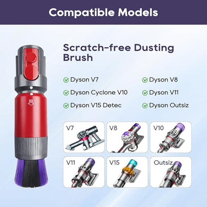SONGRUI Traceless Scratch-free Dusting Brush Compatible with Dyson V7 V8 V10 V11 V12 V15 Gen5 detect and Gen5 outsize Vacuum Cleaners, Handy Self-cleaning Soft Bristles NOT for Digital Slim Series