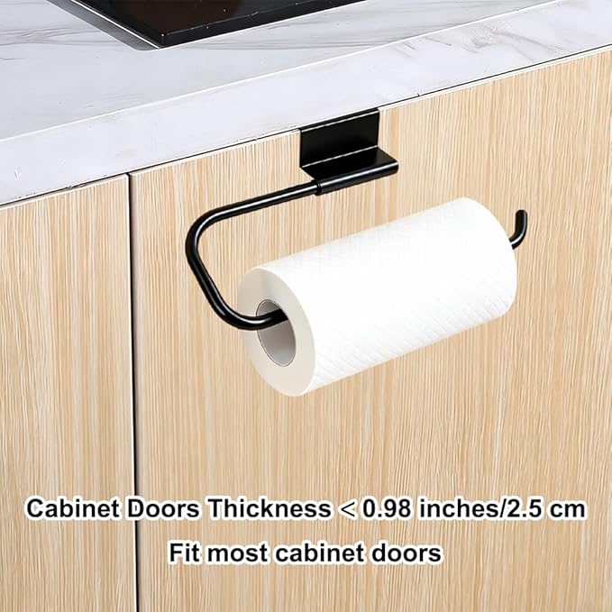 Stainless Steel Cabinet Door Paper Towel Holder and Trash Bag Holder for Kitchen Cabinets Doors and Cupboards, Under Sink Paper Towel Storage and Garbage Bag Holder