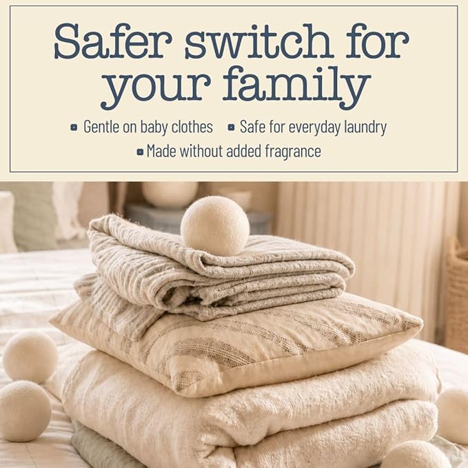 Wool Dryer Balls - 6 Pack - 100% New Zealand Wool Natural Fabric Softener – Reusable, Chemical Free, Reduces Drying Time