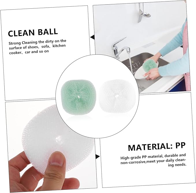 ORFOFE Kitchen Brush Pot Ball Cleaning Balls Tool High Performance Scrubbers for Cookware Cleaning Dishwashing Random Color