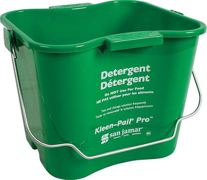San Jamar Kleen-Pail Pro Detergent Pail Cleaning Bucket with Bail Handle for Cleaning, Kitchens, Restaurants, And Janitorial Use, Plastic, 6 Quarts, Green