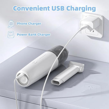 Portable Car Vacuum Cleaner, Cordless Handheld Vacuum, Lightweight Mini Vacuum for Car and Home with Washable HEPA Filter, Rechargeable